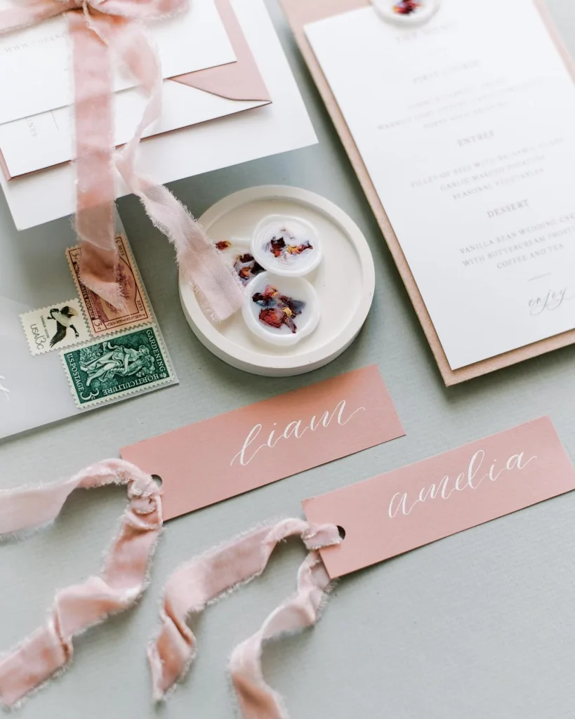 “I love when a bride gives me a specific design element to work with when designing their invitation suite. It