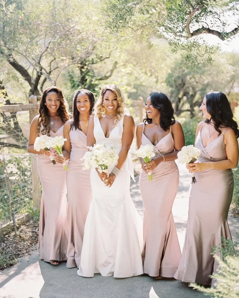 Besties in #BLUSH 💕 One of our favorite shades to see bridesmaids glide down the aisle in the springtime, and
